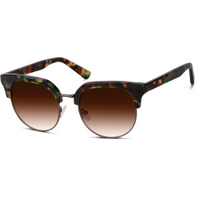 Zenni Women's Vintage Browline Rx Sunglasses Brown Mixed Full Rim Frame