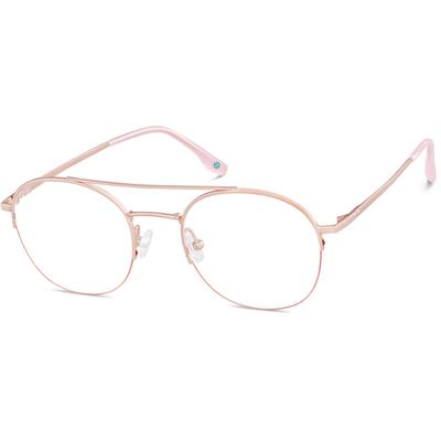 Zenni Women's Round Glasses Rose Gold Titanium Frame