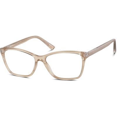 Zenni Women's Rectangle Prescription Glasses Champagne Plastic Full Rim Frame