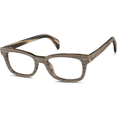 Zenni Square Glasses Wood Texture Woodgrain Plastic Full Rim Frame