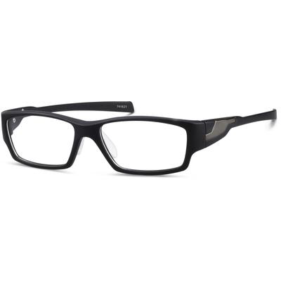 Zenni Men's Rectangle Sports Glasses Universal Bridge Fit Black Plastic Full Rim Frame