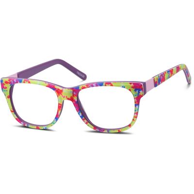 Zenni Girls Square Glasses Fingerpaint Mixed Full Rim Frame