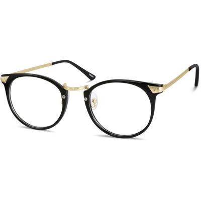 Zenni Women's Retro Round Glasses Black Mixed Full Rim Frame