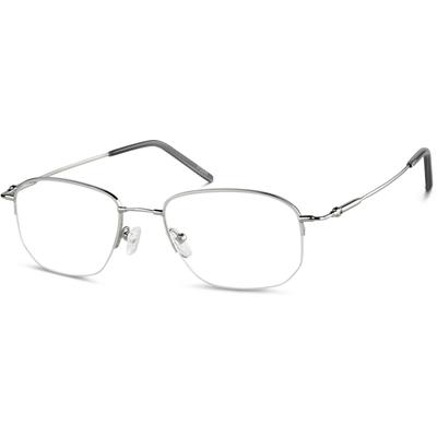 Zenni Men's Rectangle Glasses Half-Rim Silver Flex Titanium Frame