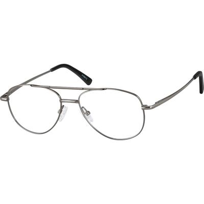 Zenni Minimalist Aviator Glasses Gray Stainless Steel Full Rim Frame