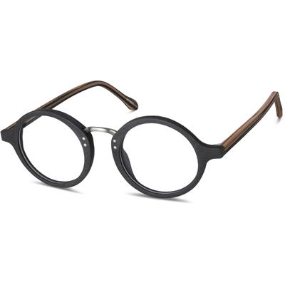 Zenni Artsy Round Glasses Black Plastic Full Rim Frame