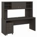 Office by kathy ireland Echo 72W Computer Desk with Hutch and 3 Drawer Mobile File Cabinet in Charcoal Maple - Bush Furniture ECH048CM