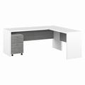 Office by kathy ireland Echo 72W L Shaped Computer Desk with 3 Drawer Mobile File Cabinet in Pure White and Modern Gray - Bush Furniture ECH050WHMG