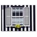 East Urban Home Window w/ Yellow Flower On Striped House - Modern Canvas Wall Art Print Plastic in White | 34 H x 44 W x 1.5 D in | Wayfair