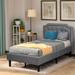 Latitude Run® Alwillie Tufted Low Profile Platform Bed Wood & /Upholstered/Polyester in Gray | 41.3 W x 88.58 D in | Wayfair