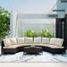 Latitude Run® Mineke Outdoor Patio Sofa 5-Pieces Half-Moon Sectional Set, All Weather Wicker Conversation Furniture in Brown | Wayfair