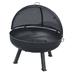 Arlmont & Co. Masterflame 30 Round Fire Pit w/Round 4 Leg Base, Hybrid Pivot Screen & Grate in Black/Brown/Gray | 34 H x 30 W x 30 D in | Wayfair