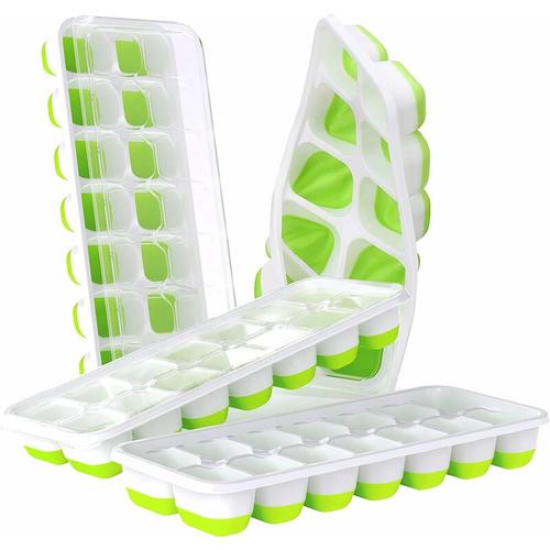 Eiswürfelbehälter 4er-Pack, leicht zu lösendes Silikon & flexible 14-Eiswürfelbehälter mit