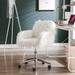 Modern Adjustable Faux Fur Fluffy Chair Makeup Vanity Chair with Metal Frame and Chrome Base