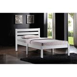 Modern and Casual Style Donato Twin Size Wood Platform Bed with Wooden Slatted Headboard and Low Profile Footboard