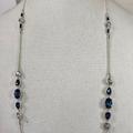 Nine West Jewelry | Long Blue Faceted Rhinestone Silvertone Necklace | Color: Blue/Silver | Size: Os