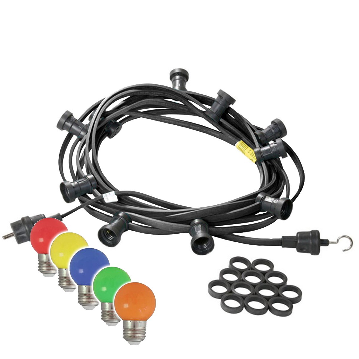 SATISFIRE Illu- Party Lichterkette Außenlichterkette 20m schwarz 20 bunte LED Kugellampen Image
