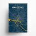 17 Stories Hamburg City Map Graphic Art Paper in Blue/Yellow | 17 H x 11 W x 0.05 D in | Wayfair 53CB31E4451B447C946AA68FDDD9425F