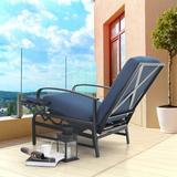Lark Manor™ Alyah 25.2" Long Reclining Chaise Lounge Set w/ Cushions & Table Metal in Blue | 37.8 H x 22.6 W x 23 D in | Outdoor Furniture | Wayfair