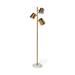 Sanders Gold Metal Body w/White Marble Base Triple Light Floor Lamp - 15"W x 15"D x 62"H