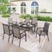 7-Piece Padded Textilene Chairs with Wave Arms &Rectangular Table Patio Dining Set