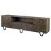 Argyle II Medium Brown Solid Wood with Black Metal Frame Media Console - 76"W x 18"D x 24"H