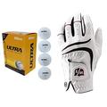 Wilson Golfbälle Ultra, weiß, 24er Pack & Staff Herren Golfhandschuh, Grip Plus, Material-Kombi, Größe: M/L, Linkshand, MLH, weiß, WGJA00680ML