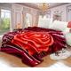 STHL 3D 2 Ply Blanket Super Soft Reversible Warm Mink Throw Fake Faux Fur Bed Throw Printed (King 200x240cm, Red)