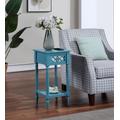 French Country Khloe Deluxe 1 Drawer Accent Table with Shelf in Blue - Convenience Concepts 6052245BE