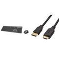 Hama Funk-Tastatur Maus Set (QWERTZ Tastenlayout, kabellose ergonomische Maus), schwarz anthrazit & Amazon Basics DisplayPort auf HDMI Kabel mit vergoldeten Steckern 1,8 m