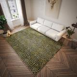 White 60 x 36 x 0.86 in Area Rug - Everly Quinn Safari Leopard Animal Print Gilded Shag Rug Polyester | 60 H x 36 W x 0.86 D in | Wayfair