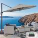 AOOLIMICS 11' Cantilever Patio Offset Umbrella w/a Base, 360 Rotation