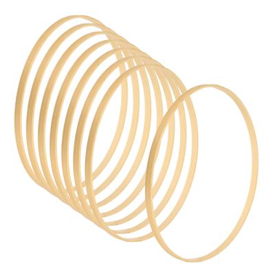 8Pcs 9.1" Wooden Bamboo Floral Hoop Rings for DIY Crafts Wedding Wreath - Natural Color