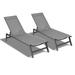 Outdoor 2 Pcs Set Patio Lounge Chairs, Five-Position Adjustable Aluminum Patio Chaise Lounges Chair for Beaches, Yard and Pools