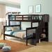 Nestfair Stairway Twin-Over-Full Bunk Bed with Storage and Guard Rail