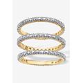 Women's Gold-Plated Diamond Accent Stackable 3 Piece Set Eternity Ring Set by PalmBeach Jewelry in Gold (Size 9)