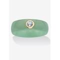 Women's 10K Yellow Gold Bezel Set White Topaz Jade Ring Jewelry by PalmBeach Jewelry in Jade Green (Size 10)