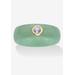 Women's 10K Yellow Gold Bezel Set White Topaz Jade Ring Jewelry by PalmBeach Jewelry in Jade Green (Size 10)