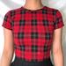 Brandy Melville Tops | Brandy Melville Red, Black White Plaid Crop Top One Size Fits All Extra Small | Color: Black/Red | Size: S