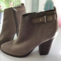 Coach Shoes | Coach Ankle Tan Suede Zip Up Heeled Boots Size 9.5 | Color: Tan | Size: 9.5