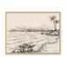East Urban Home Vintage Sea View & Palm Trees on Shore - Print on Canvas Plastic in Black/Gray/White | 34 H x 44 W x 1.5 D in | Wayfair