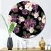 East Urban Home Beige & Purple Vintage Flowers II - Traditional Metal Circle Wall Art Metal in Indigo/Pink/White | 23 H x 23 W x 1 D in | Wayfair