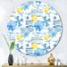 East Urban Home Vacation Sun w/ Water Waves Sun & Umbrella I - Patterned Metal Circle Wall Art Metal in White | 36 H x 36 W x 1 D in | Wayfair