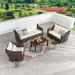 Winston Porter Bonhomme Wicker/Rattan 5 - Person Seating Group w/ Cushions Synthetic Wicker/All - Weather Wicker/Wicker/Rattan | Outdoor Furniture | Wayfair