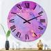 East Urban Home Purple Luxury Abstract Fluid Art VIII - Modern Wall Clock Metal in White | 36 H x 36 W x 1 D in | Wayfair