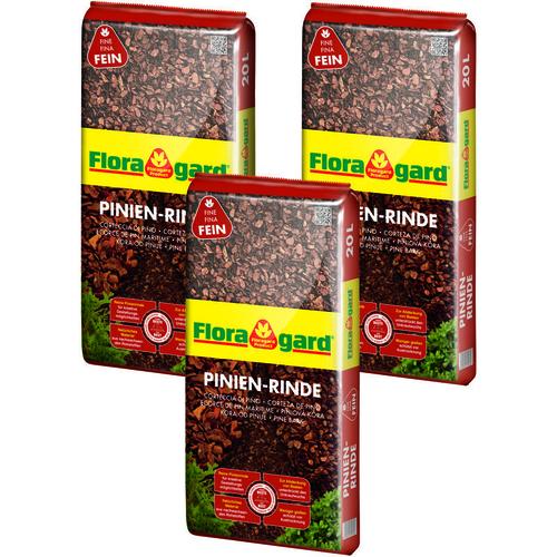 Pinienrinde Pinien Rinde Rindenmulch Rinden Mulch Bodenabdeckung sehr fein (3 x 20L) - Floragard