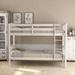 Modern Simple Style Twin over Twin Solid Pine Wood Bunk Bed with Full Length Guardrail and Built-in Ladder