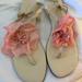 Kate Spade Shoes | Kate Spade Sandals, Cream White Leather/Silk Flower Accents In Shades Of Pink. | Color: White | Size: 7.5