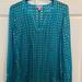 Lilly Pulitzer Tops | Lilly Pulitzer Bright Blue Long Sleeve Blouse With Gold. | Color: Blue/Gold | Size: M