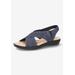 Wide Width Women's Claudia Sandal by Easy Street in Navy (Size 9 W)